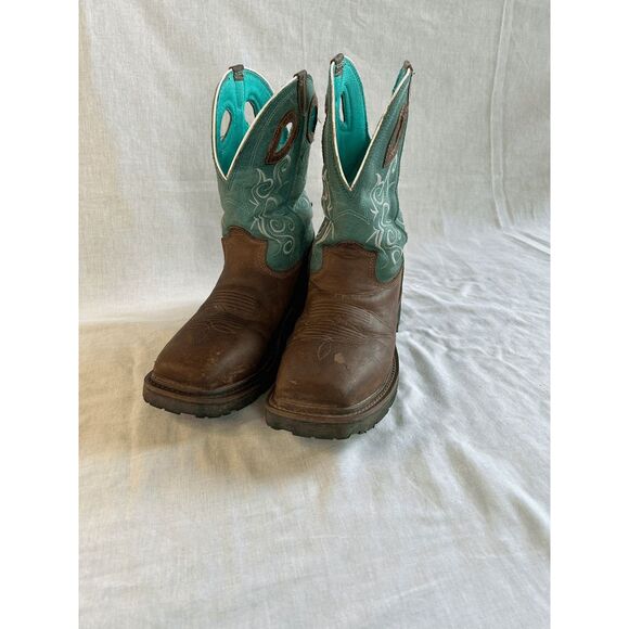 Women's Tony Lama Square Toe Waterproof Composite Toe Cowboy Boots Size 8C Teal - Picture 1 of 10